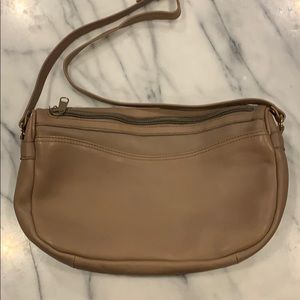 Messages Tan Leather bag with Dual Zipper Sections